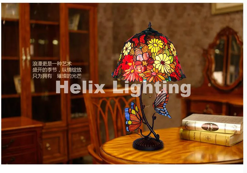 Free Shipping Tiffany Table Lamp For Bedroom Colorful Glass Vintage Desk Novelty Gifts Decorative Lighting | Лампы и освещение