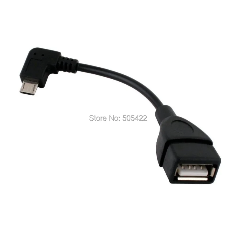 200 шт./лот Micro USB B штекер на A гнездо OTG адаптер конвертер кабель Шнур левый угол