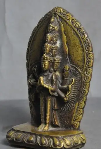 zhmui88002841342++old Tibet Buddhist Bronze Pray 1000 Arms Avalokitesvara Kwan-yin buddha Statue | Дом и сад