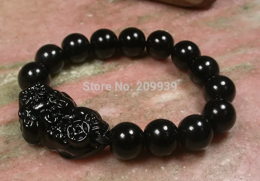10pc CHINESE Black stone Bead Dragon Pi Xiu Coin Feng Shui Bracelet | Украшения и аксессуары