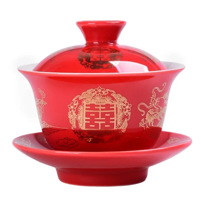 Jingdezhen свадебная керамическая цветная глазурованная чаша для чая китайская кунг