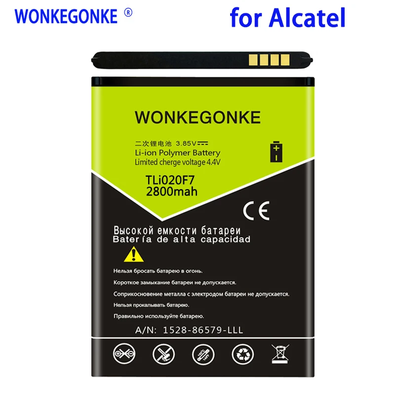 

WONKEGONKE 2800mah TLI020F7 Battery For Alcatel PIXI 4 5045D Pop 2 5042D C7 7040 7040D 7041 7041D J720 J720T J726T J726T-so2