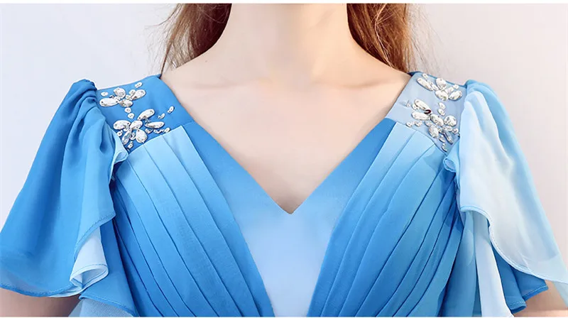 Robe De Soriee вечернее платье из шифона с длинным Фуксия Короткий рукав выпускные