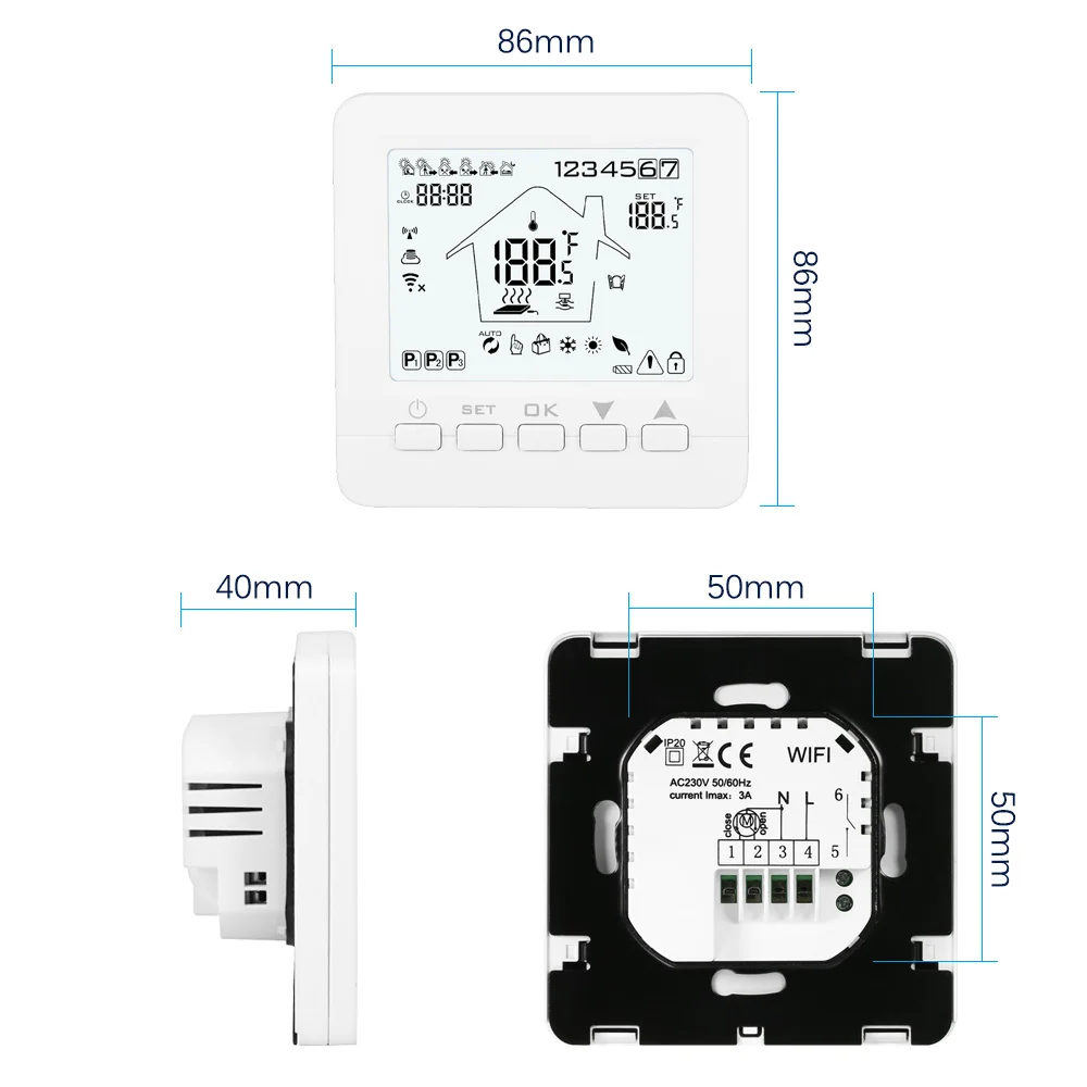 Wifi Smart Wi-Fi Programmable Digital Touch Screen Thermostat Heating Thermostat Warm Floor Electric System APP Voice