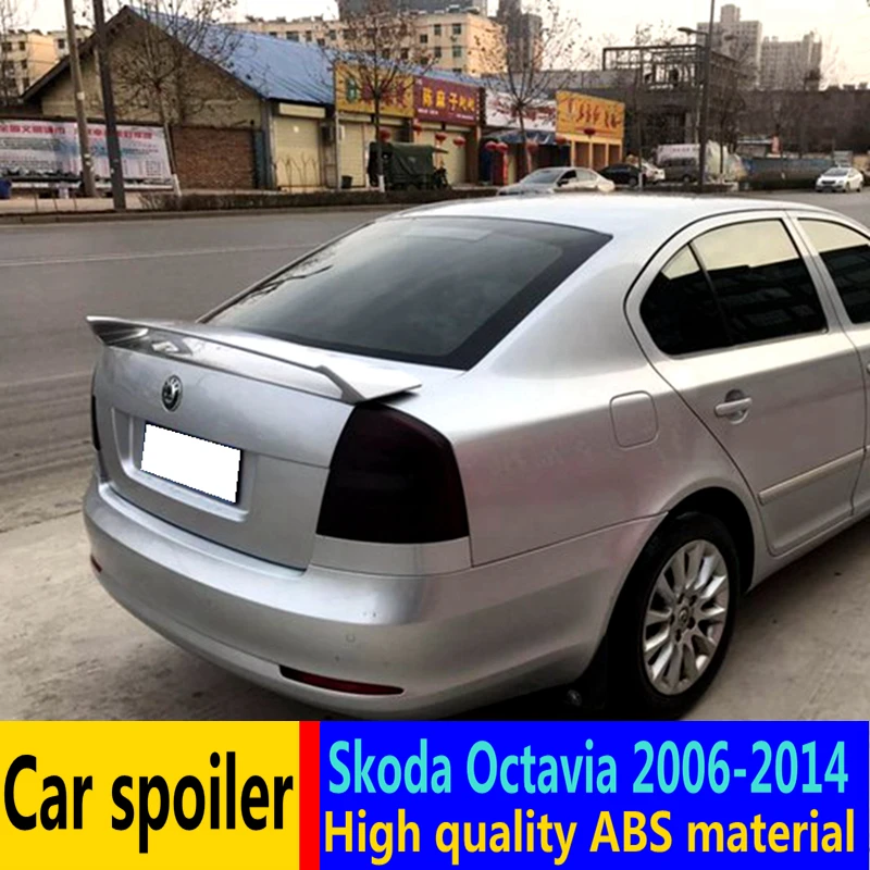 Для Skoda Octavius спойлер 2006- Высокое качество абс материал автомобильное заднее крыло праймер цвет задний спойлер для Skoda Octavia