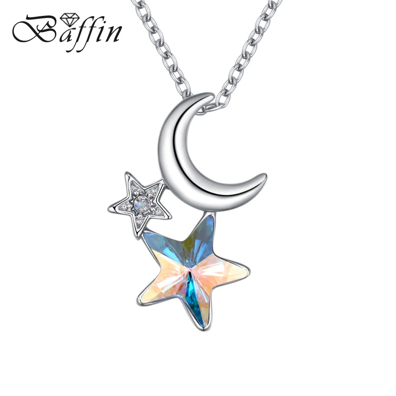 Baffin Горячие Винтаж родием звезды и луна penddants Кристаллы из элементов Swarovski
