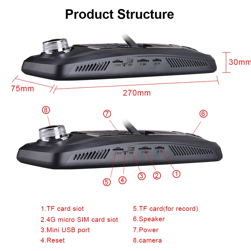 Anstar 10 ''зеркало заднего вида DVR 4CH камера s 2GB+ 32GB Автомобильная камера 4G Android Dash Cam ADAS gps авто Регистратор