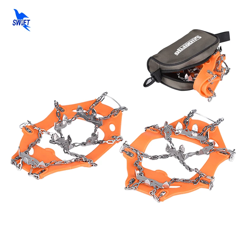 

1 Pair 13 Teeth Claws Crampons Non-slip Shoes Cover Stainless Steel Chain Outdoor Ski Ice Gripper Snow Hiking Climbing Crampons