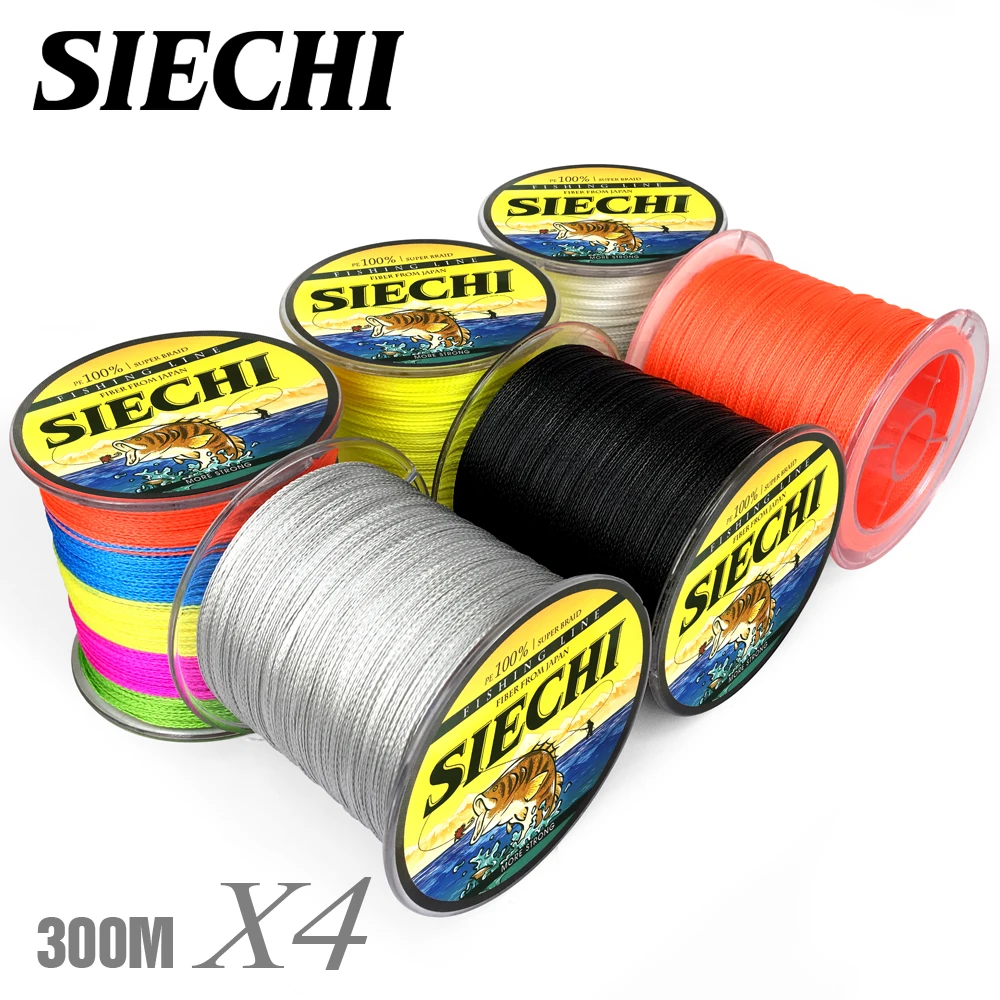 Рыболовная плетеная леска SIECHI серии Super power 300 м 4 пряди 12 83 анг. Фунт. многонитевая