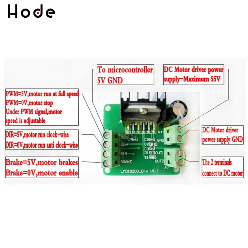 LMD18200T 3A 75W PWM Контроллер модуля управления двигателем с регулируемой скоростью