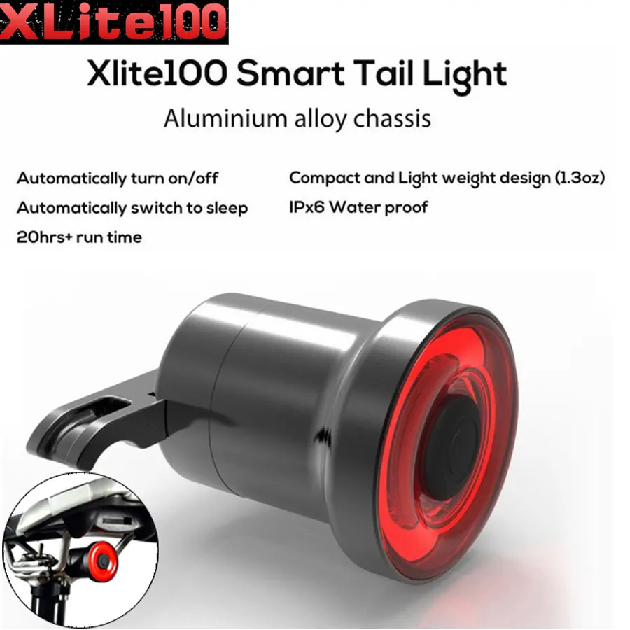 DH100-B Xlite100 Usb Перезаряжаемый светодиодный велосипедный задний светильник, фонарь, умный тормозной датчик, задний светильник s MTB для дорожного цикла, задний светодиодный фонарь, задний светильник s - Цвет: DH100-B