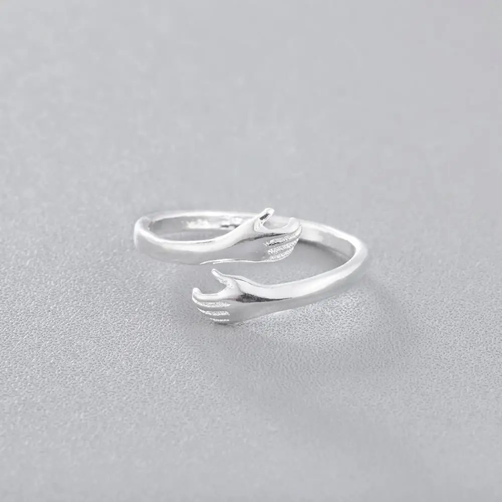 Kinitial серебряное кольцо с двумя ручками обнимающее открытые кольца на палец для
