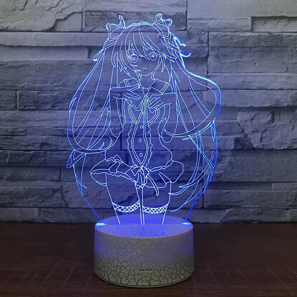 3D мультфильм хацумэ Мику LED RGB Ночник светильник 7 цветов Изменение Настольный