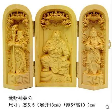 WSHYUFEI украшения для дома деревянные резные изделия Самшит резные украшения Три открытые коробки Будды богини милости ручной работы - Цвет: D
