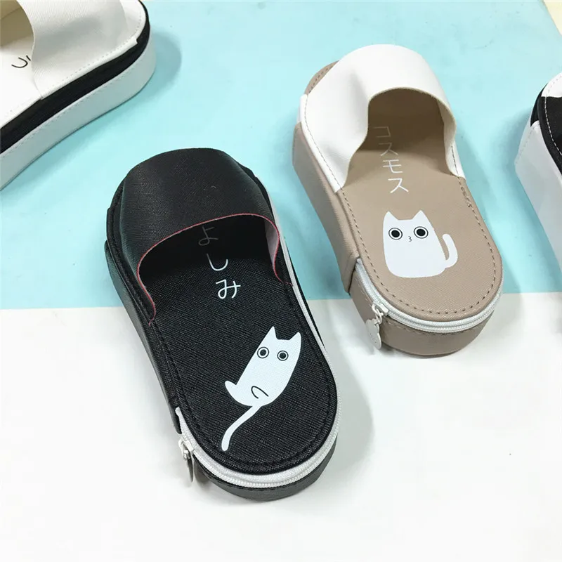 Классический Черный и белый милый Кот Карандаш сумка Kawaii тапочки Форма мешок