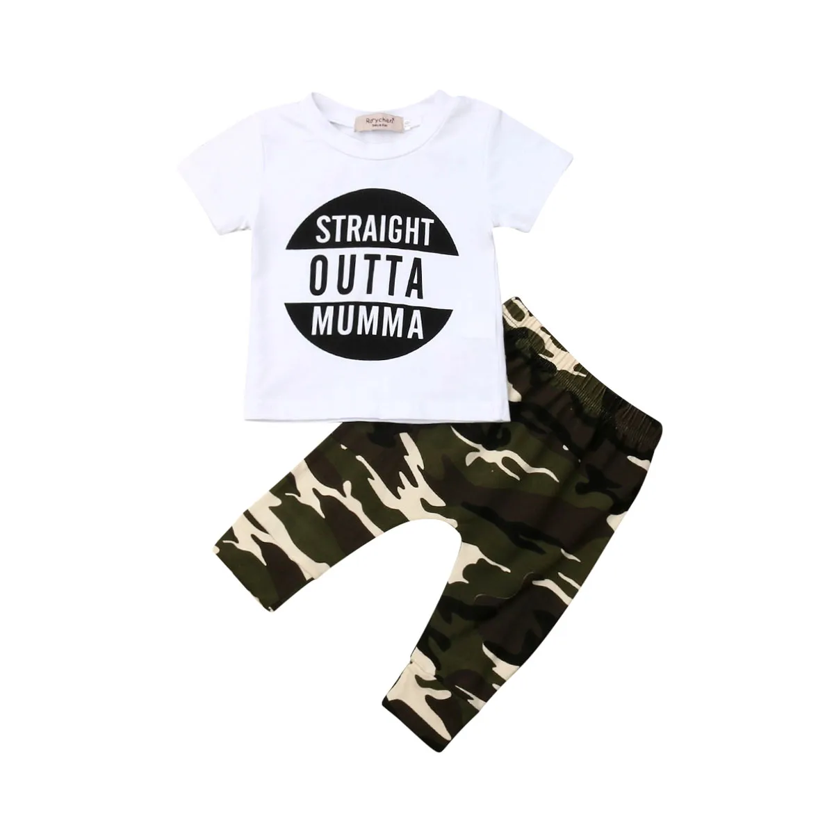 2PCS Newborn Toddler Kids Baby Boy Clothes Set Short Sleeve T Shirt Tops Camouflage Long Pants Summer Casual Outfits |
