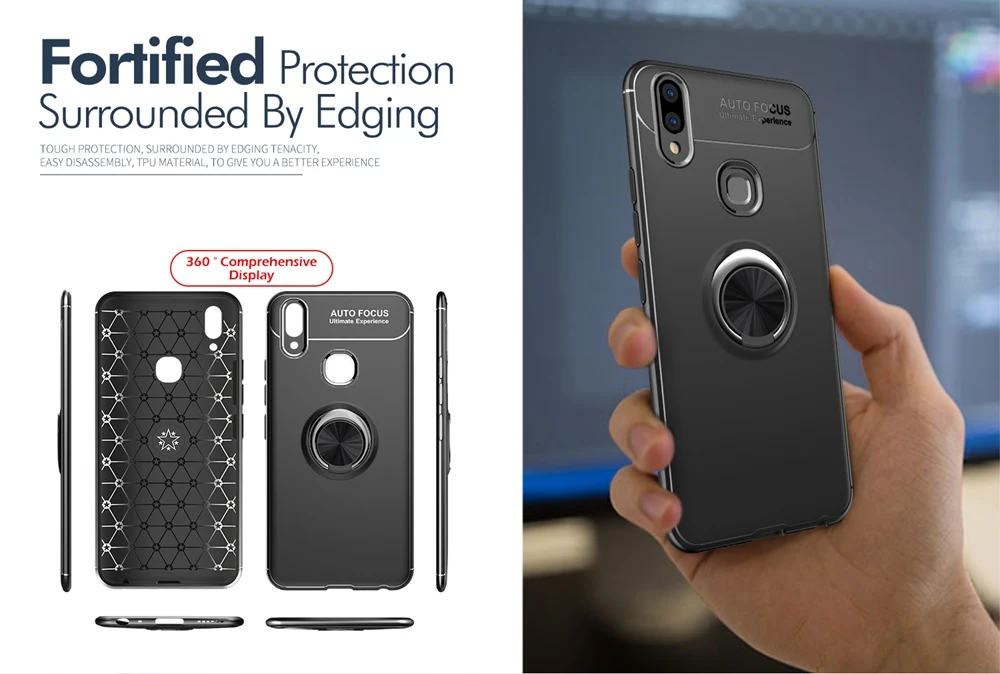 Роскошный чехол для vivo V9 Y85 мягкий чехол из ТПУ с магнитным кольцом для автомобиля vivo V 9 Y 85 силиконовый защитный чехол