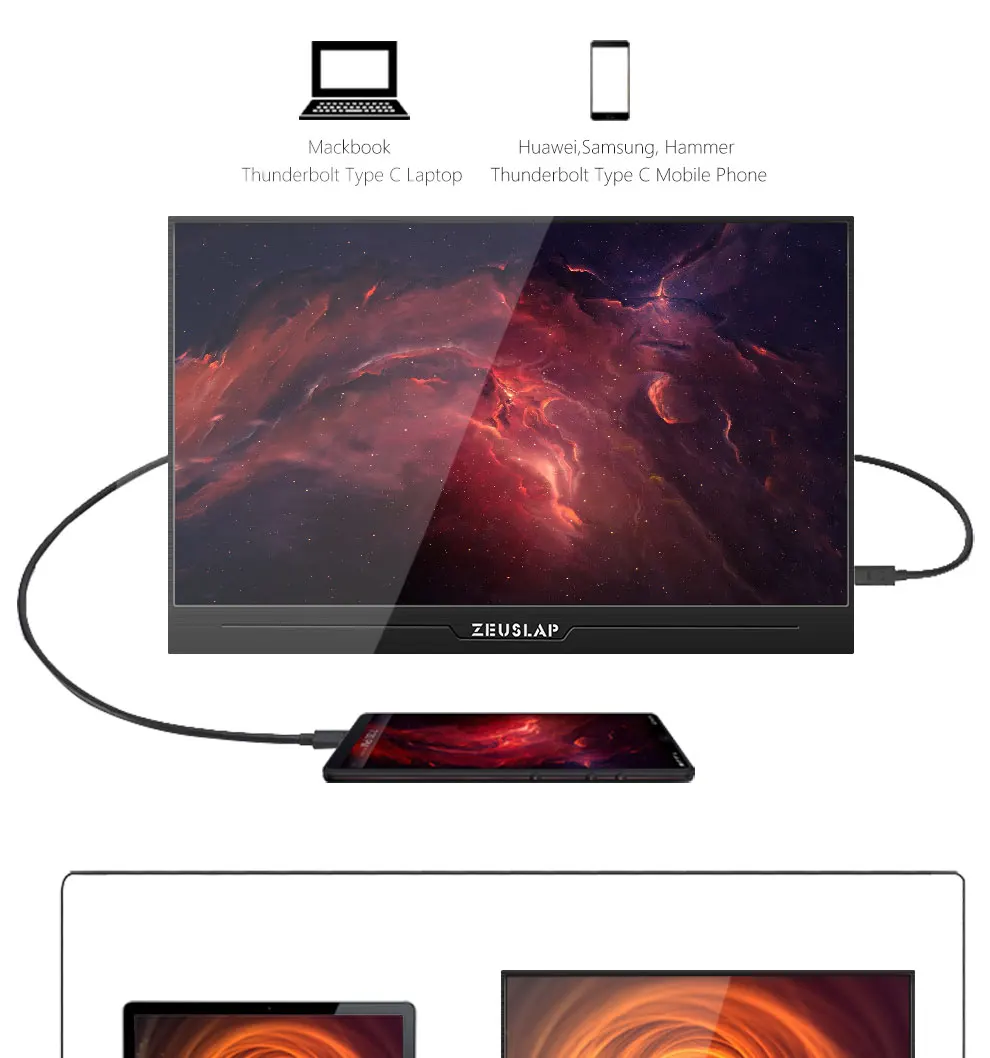 ZEUSLAP 15,6 дюймов портативный монитор 1920x1080 HD ips дисплей светодиодный компьютер монитор с магнитным чехол для PS4/Xbox/Phone/Macbook
