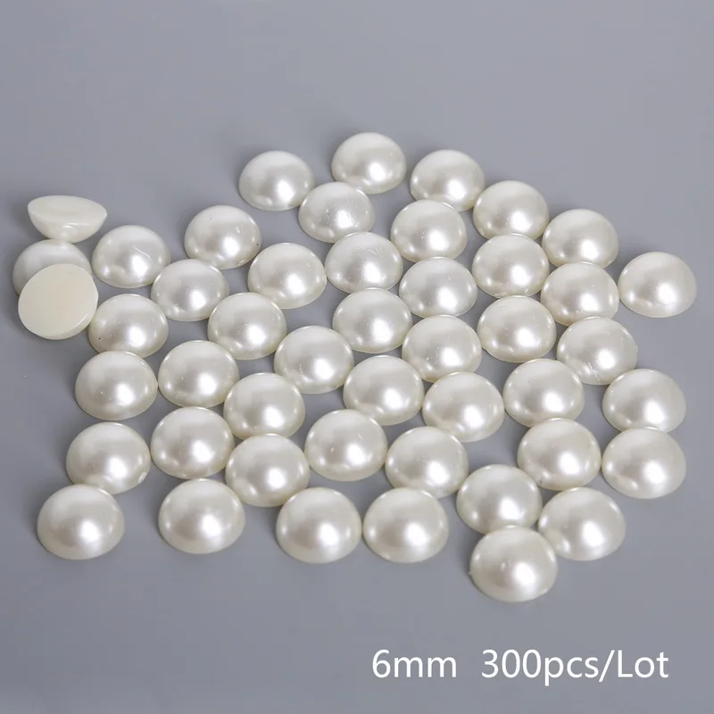6mm ivory 300pcs Партиями по 6/7/8 мм цвета: белый/слоновая кость/случайный смешанный полукруглые, плоские с одной стороны Пластик из пластика ABS, имитация жемчужные бусы для пошив одежды бусины - Цвет: 6mm ivory 300pcs