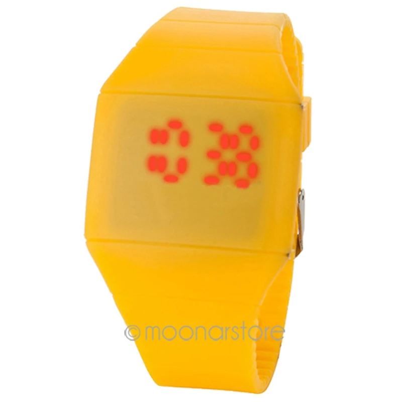 Yellow Новинка, мужские повседневные часы, светодиодный экран, мужские цифровые часы, мужские силиконовые наручные часы, часы Hodinky Ceasuri Relogio Masculino - Цвет: Yellow