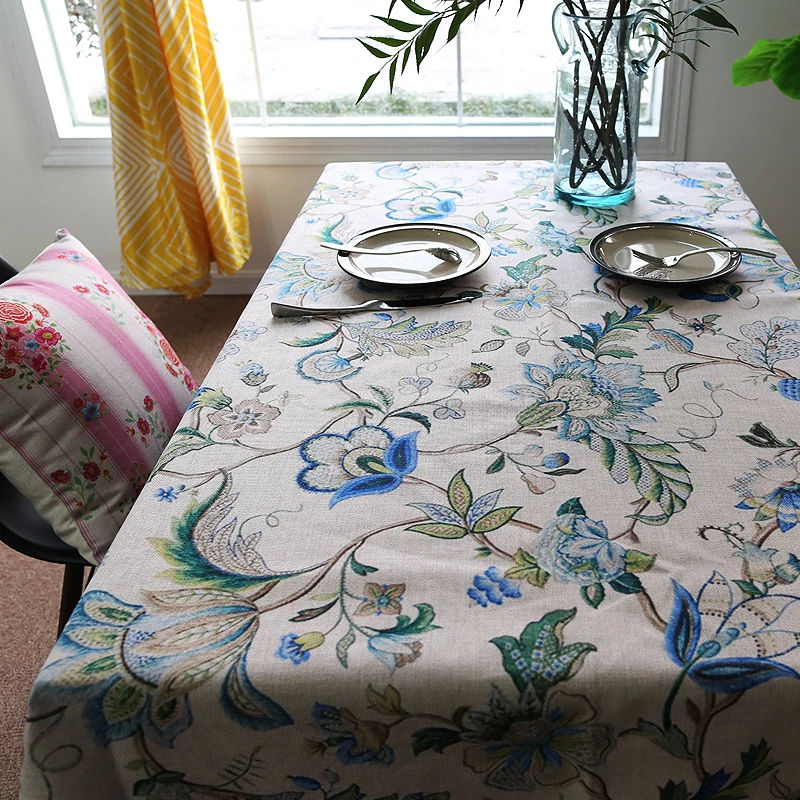 Брендовая Высококачественная скатерть тканая из хлопка и льна с цветочным