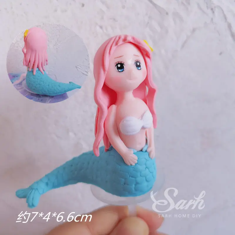 Pink hair mermaid Шикарные украшения в виде раковины, русалки, Океанский мир, топпер для торта, украшение на день рождения, десерт, для детского дня рождения, вечерние принадлежности, милый подарок - Цвет: Pink hair mermaid