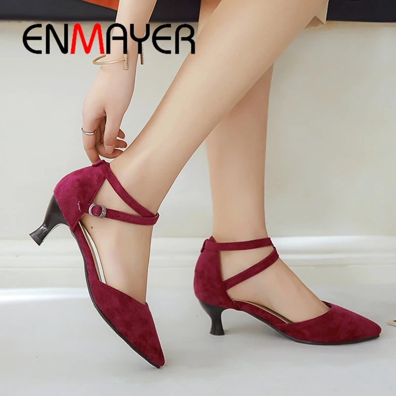 ENMAYER/Женская Базовая обувь на среднем тонком каблуке Zapatos De Mujer однотонная офисная