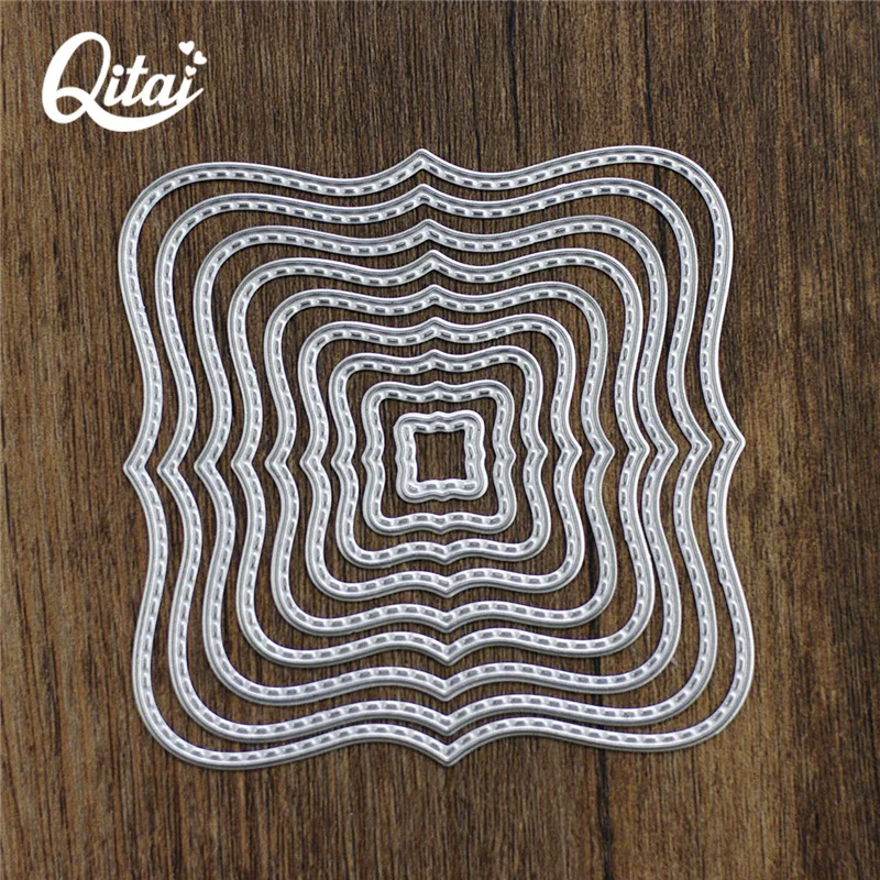QITAI 9 шт рамки квадратные металлические резные штампы DIY Скрапбукинг для