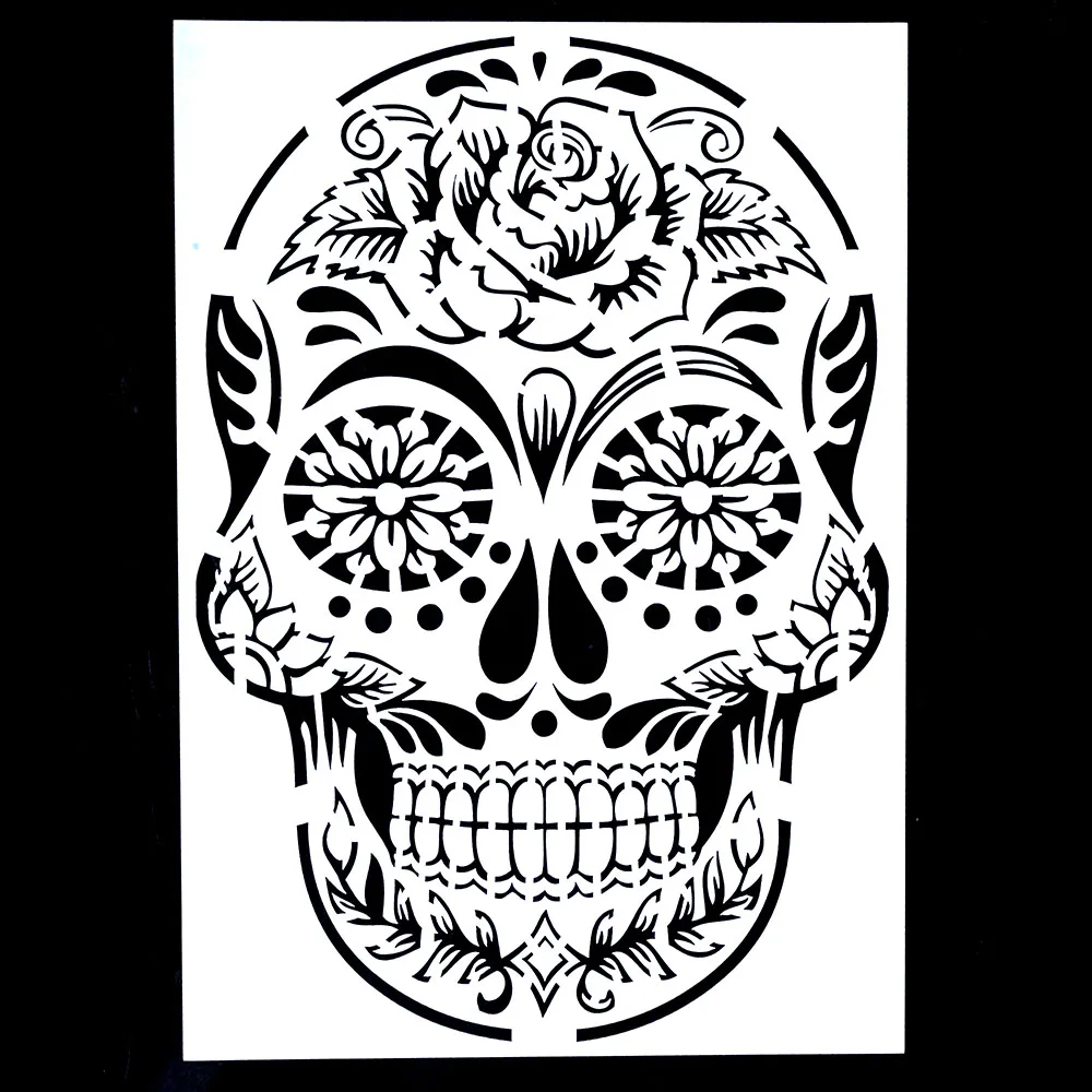 А4 Размер DIY ремесла Layering череп трафарет для настенной живописи скрапбукинга