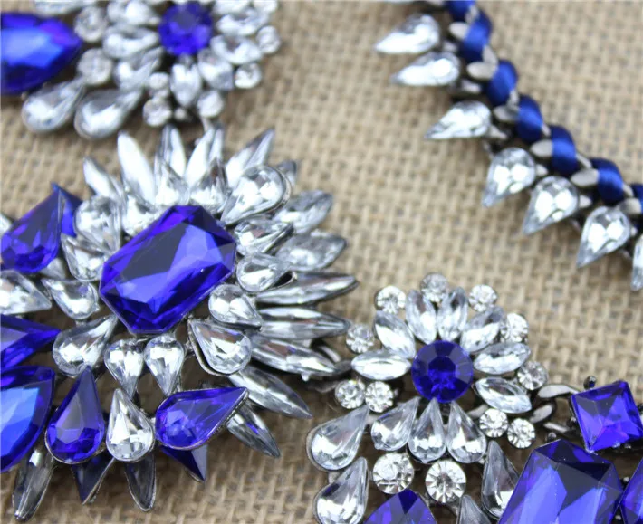 Весна 2014 новый дизайн shourouk ожерелье ювелирных изделий синий кристалл люкс