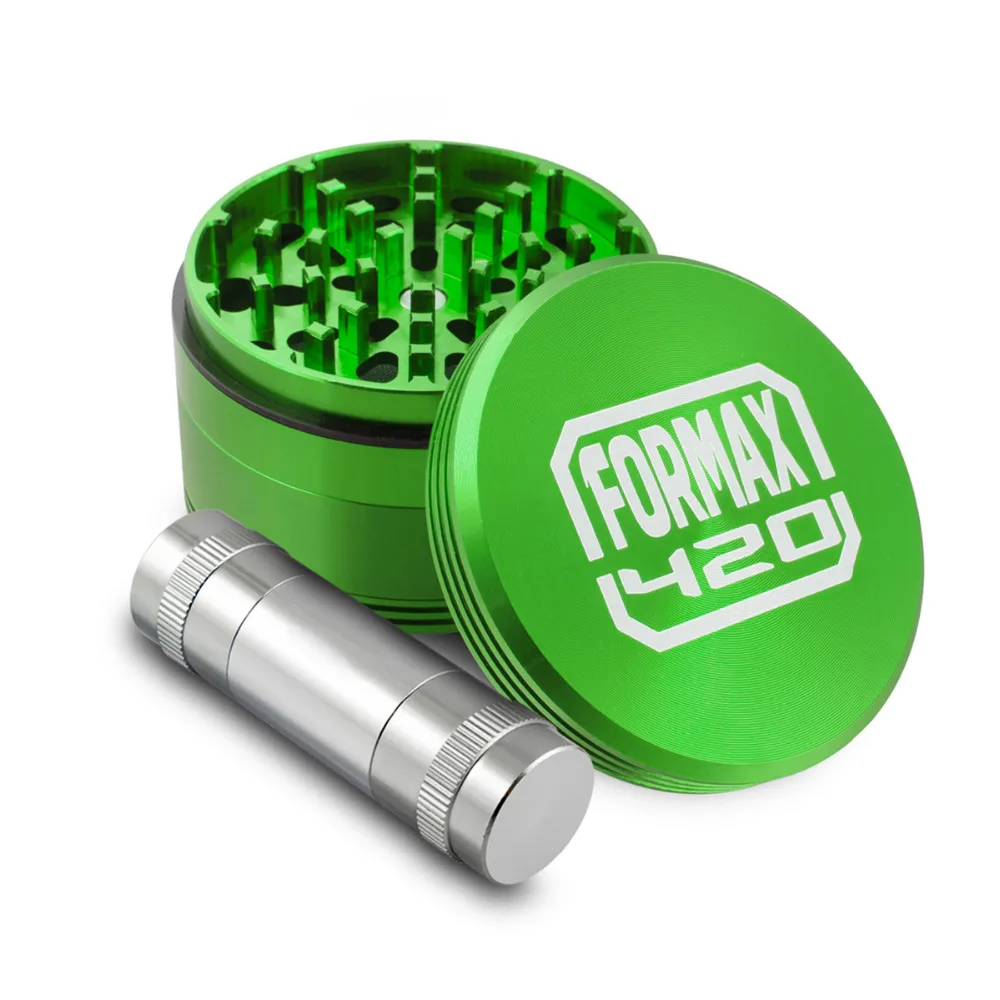 

Formax420 62mm Green Metal Herb Grinder 4 Pieces with Pollen Catcher & Free Scraper