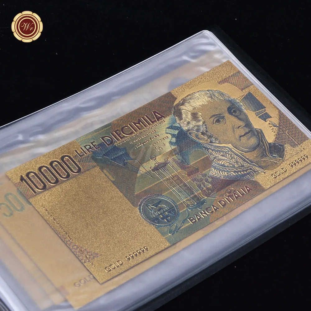 7 шт. полный набор итальянских банкнот Lire цветные золотые банкноты из фольги