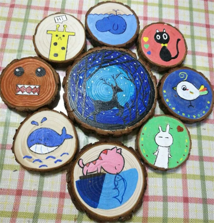 10 шт. НЕОБРАБОТАННАЯ натуральная древесина ломтики круглое бревно диски для DIY