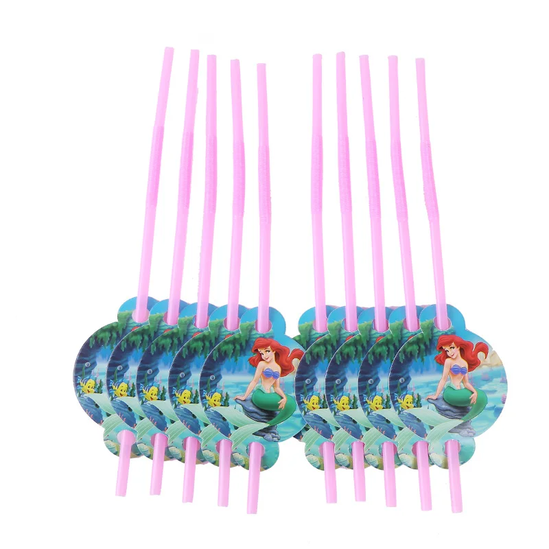 10 шт. пластиковые соломинки для вечеринки Ариэль Русалочка мультяшная тема питья