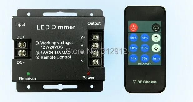 Железный корпус RF 11 клавиш светодиодный диммер DC12 24V вход 6A * 3 канала (3ch сигнал