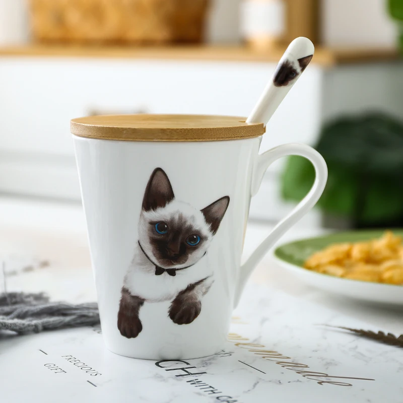 Новинка 2019 сиамские керамические кружки для кошек Милые Чашки с животными