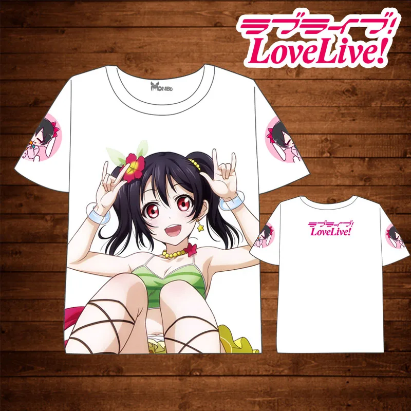 Аниме LoveLive! Школьная футболка для мужчин и женщин летнее платье с коротким