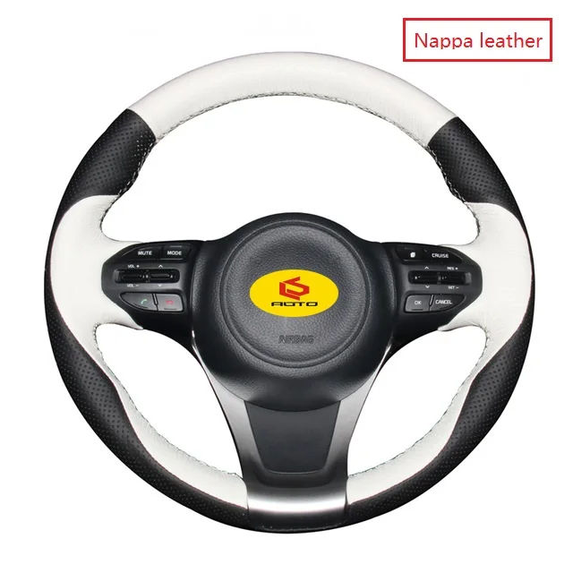 black and white Оплетка на руль для Kia K5 Optima кожаный чехол на руль funda volante для стайлинга автомобилей оплетка ручка - Название цвета: black and white