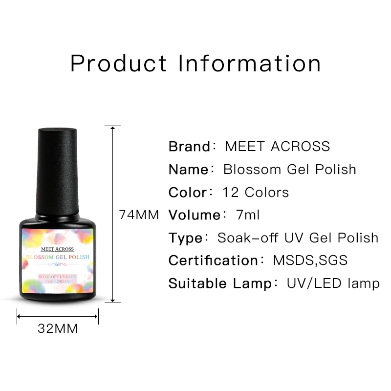 

MEET ACROSS Watercolor Ink Nail Polish Blooming UV Gel Smoke Effect Smudge Bubble DIY Varnish Manicure Decoration Nail Art Salon