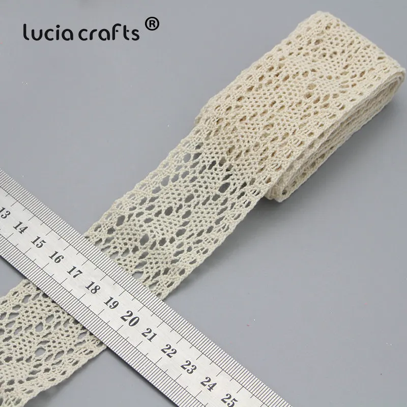 Lucia crafts 2y/6y отделка слоновой кости Хлопок крючком кружева ленты одежда швейная ткань материал DIY аксессуары ручной работы N0105 - Цвет: Type 9 45mm 2y