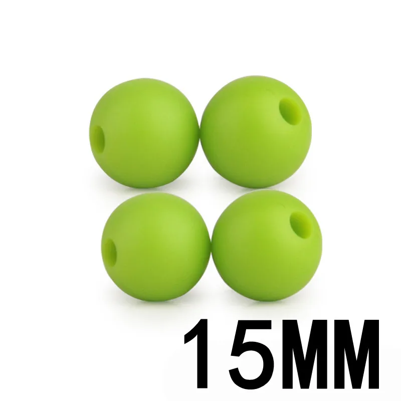 08 Chartreuse Fkisbox, 100 шт., 15 мм, Круглый Силиконовый Прорезыватель для зубов, бисерный, без бисероплетения, Детские Прорезыватели, ожерелье, аксессуары, детские соски, цепочки, силиконовые бусины - Цвет: 08 Chartreuse