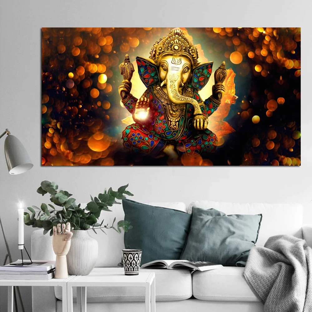 Large Paintings Canvas Prints Shiva India Lord Elephant Religion Buddha Painting Wall Art Picture for Living Room Home Decor