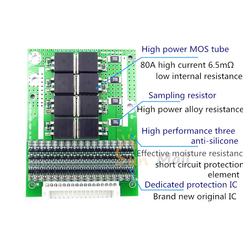 6S-16S 50A 24 в 36 48 60 полимерная/литиевая батарея Защитная плата BMSboard тот же порт