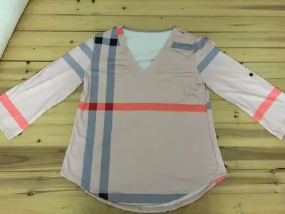 Бесплатная доставка женщин 2017 Осенняя мода Большие размеры плед печати v