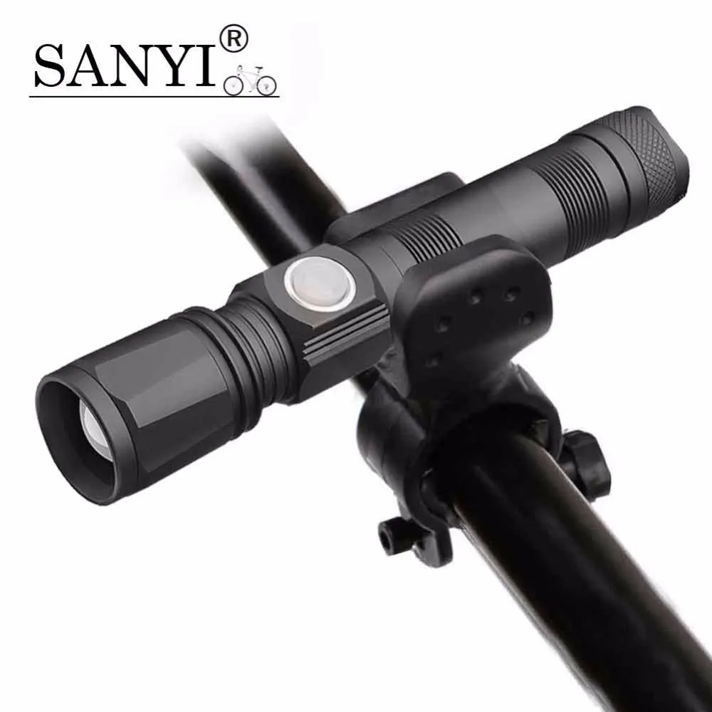 Zoomable Focus USB Rechargeable Bike Flashlight 2000 LM XML T6 LED Front Bicycle Lamp 3-Mode MTB Cycling Torch Use 18650 Battery | Спорт и