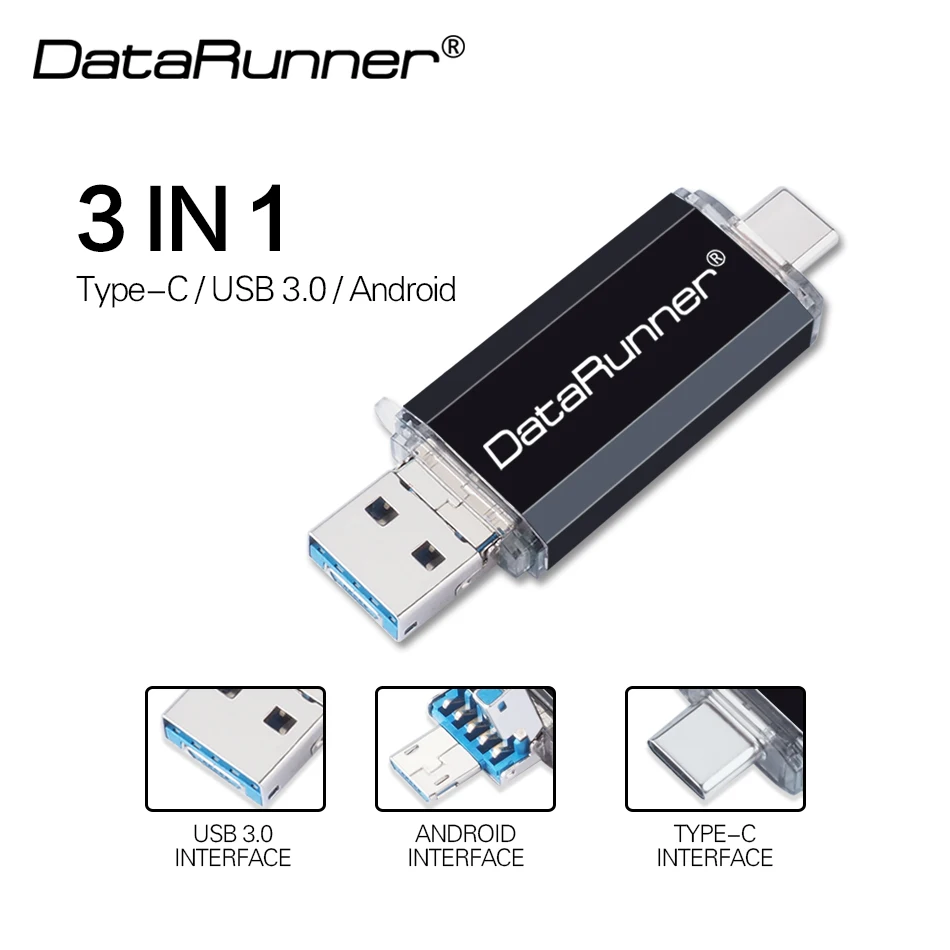 DataRunner OTG USB флеш-накопитель 3 в 1 type-C &amp Micro usb 0 16 ГБ 32 64 128 256 Гб флешки | Компьютеры и