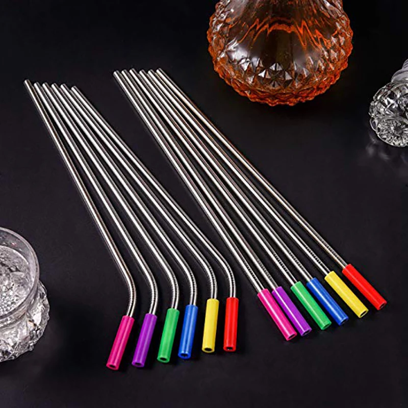 Запасные металлические соломинки WALFOS из нержавеющей стали набор силиконовых