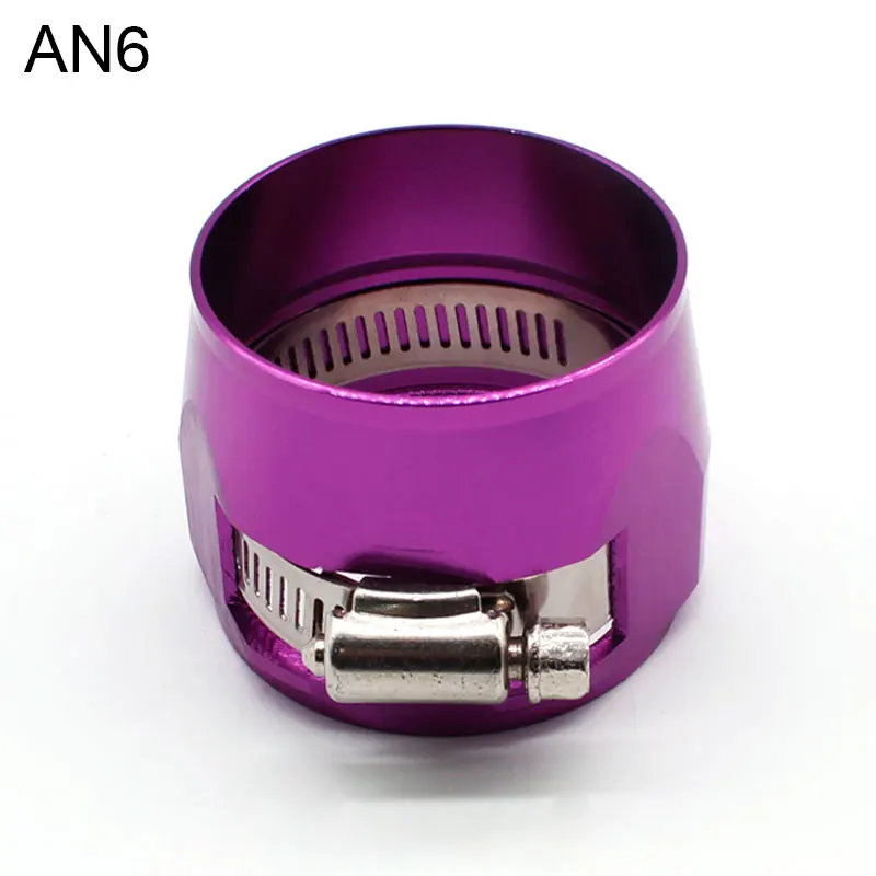 AN6 PURPLE Car Accessories Oil Fuel Hose Clamp Hex Finishers Aluminum Hose End Fitting Oil Water Pipe Adapter AN4 AN6 AN8 - Цвет: AN6 PURPLE