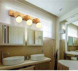 Creative Wooden Wall Light Simple Japanese Living Bedroom Mirror Front Makeup Center Aisle Corridor Lighting ZA MZ90