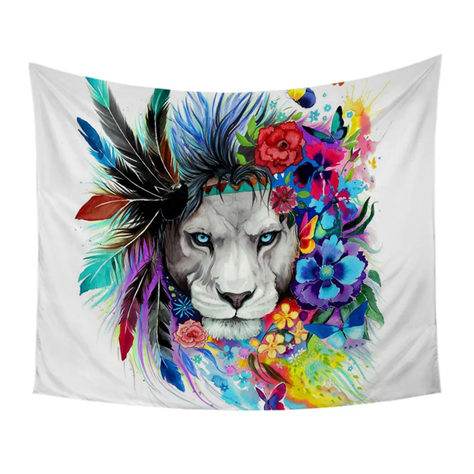 Настенный Гобелен Lion by Pixie цветной гобелен с цветами 150x200 см домашний декор | Дом и
